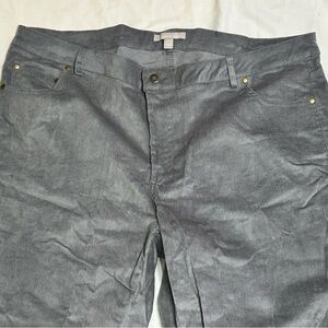 Woman Within 5 Pocket Corduroy Gray Straight Leg Pants/Jeans Size 24W Petite NWT